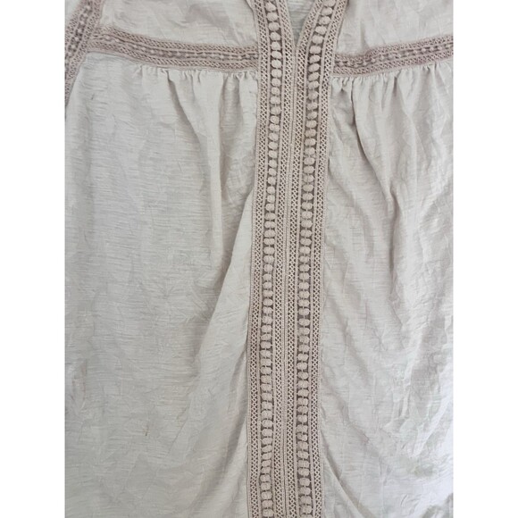 Sundance Catalog Beige Blouse Top Womens L Lace Boho Casual Beach Vacation - Picture 2 of 8